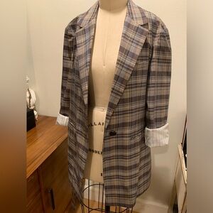 Yune HO Plaid Print Blazer Size:36 New